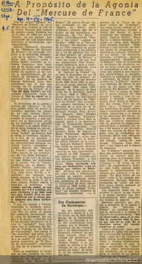A propósito de la Agonía del "Mercure de France"